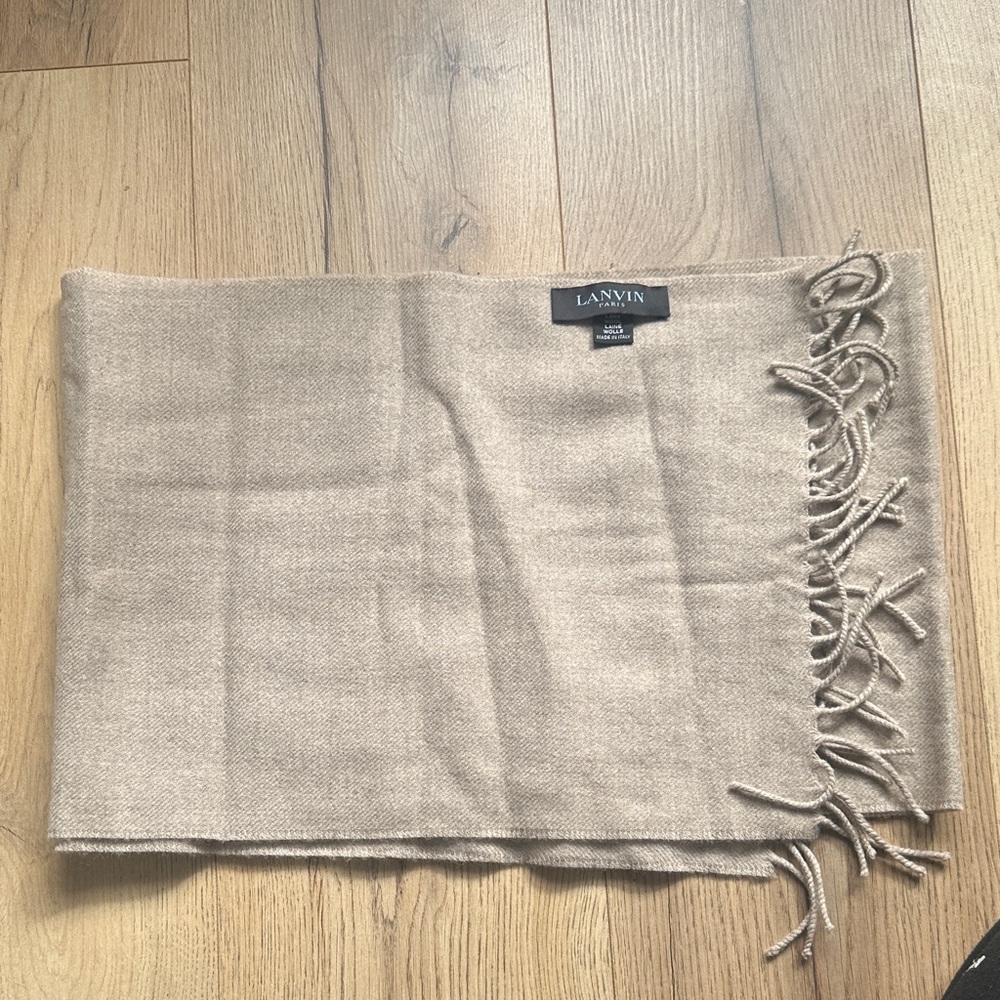 Lanvin Tan Fringe Accent Scarf